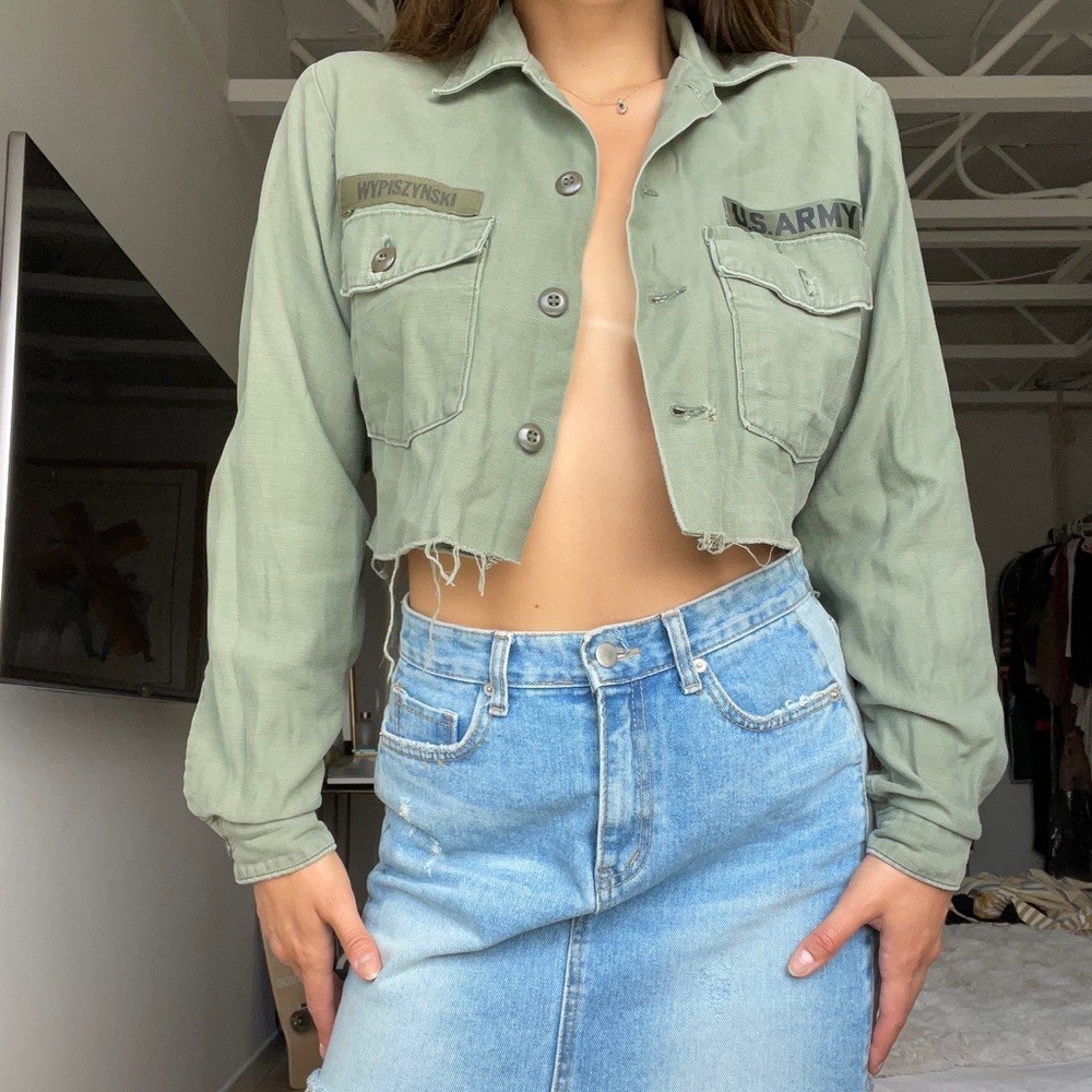 CROPPED VINTAGE ARMY SHIRT